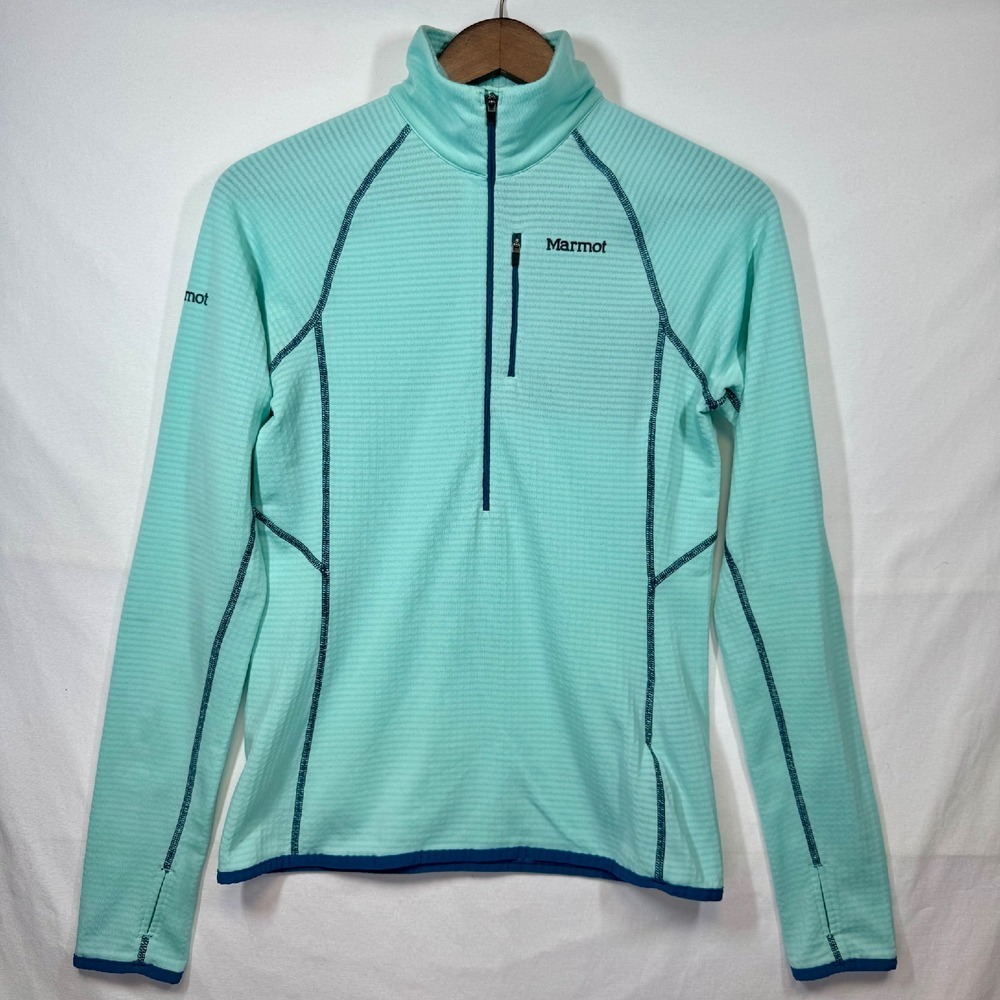Marmot Pullover Lightweight Active Fleece Top Athletic 1/2Zip Teal Blue Sz Small